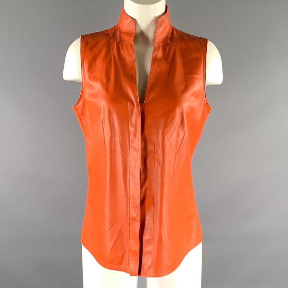 AKRIS Size M Leather Lambskin Sleeveless Casual Top